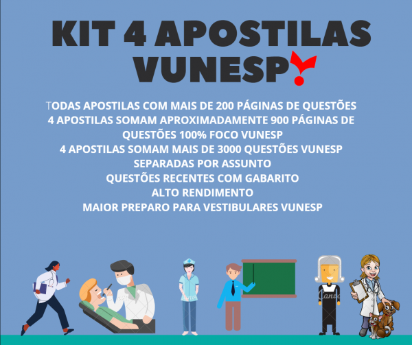 KIT 4 APOSTILAS OBJETIVAS VUNESP