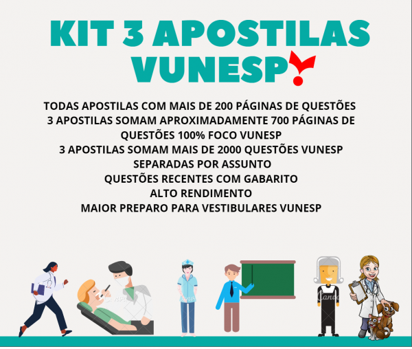 KIT 3 APOSTILAS OBJETIVAS VUNESP